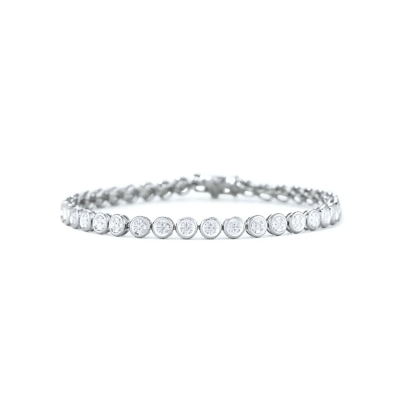 Custom engraved silver bracelets-1/2ct TDW Diamond Link Bracelet for Women in 14k Gold by De Couer