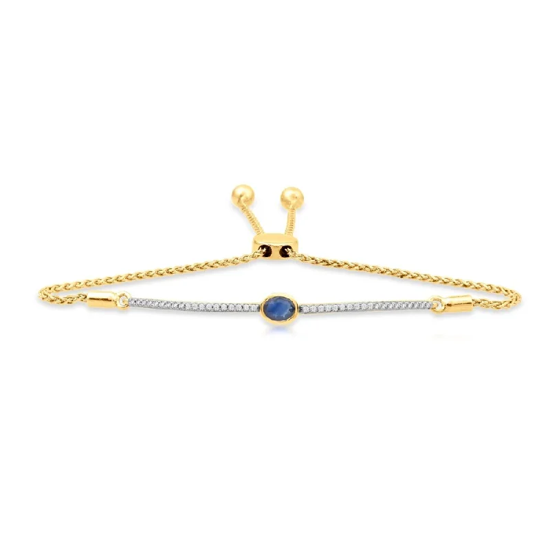 Silver bracelets with birthstones-1/6ct TDW Diamond Gemstone Bracelet in 10k Yellow Gold