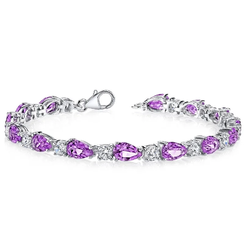 Personalized charm bracelets for her-10 ct Amethyst Tennis Bracelet in Sterling Silver