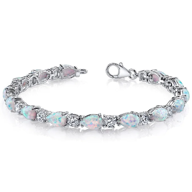 Personalized silver bangles for brides-10 ct Opal Tennis Bracelet in Sterling Silver