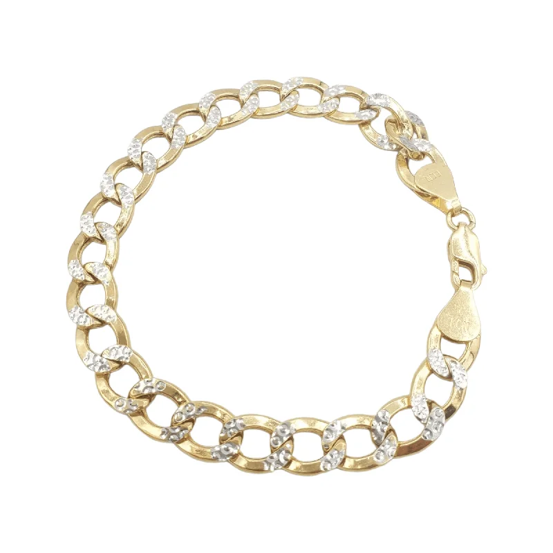 Best bracelets for gifts for her-10K Gold- Hollow Cuban Link Diamond Cut (Pave) Bracelet