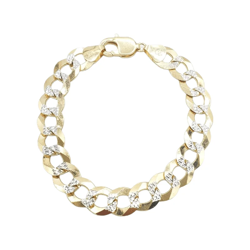 Adjustable bracelets for women-10K Yellow Gold- Solid Pave Curb Cuban 