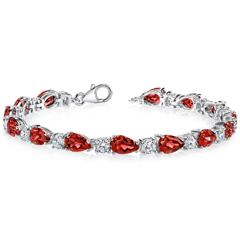 Luxury gold bracelets for women-13.75 ct Garnet Tennis Bracelet in Sterling Silver