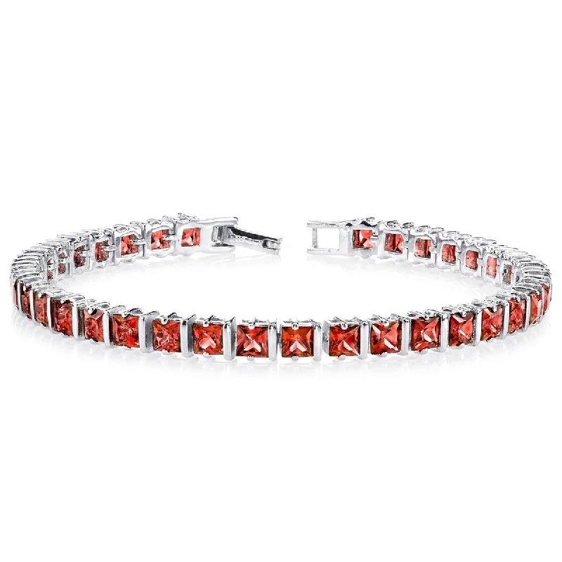 Gold bracelet sets for women-13.75 ct Garnet Tennis Bracelet in Sterling Silver