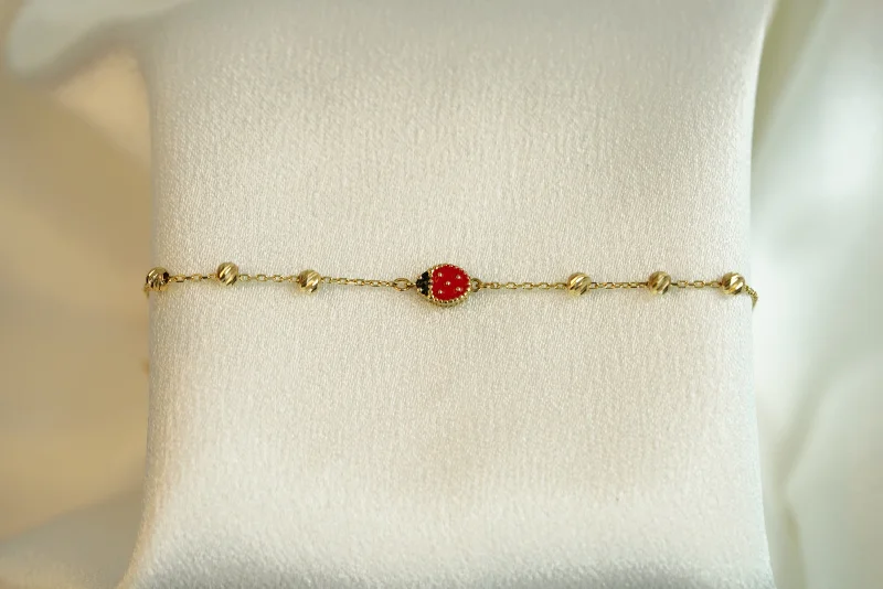 Elegant tennis bracelets for women-14k Ladybug Baby Bracelet