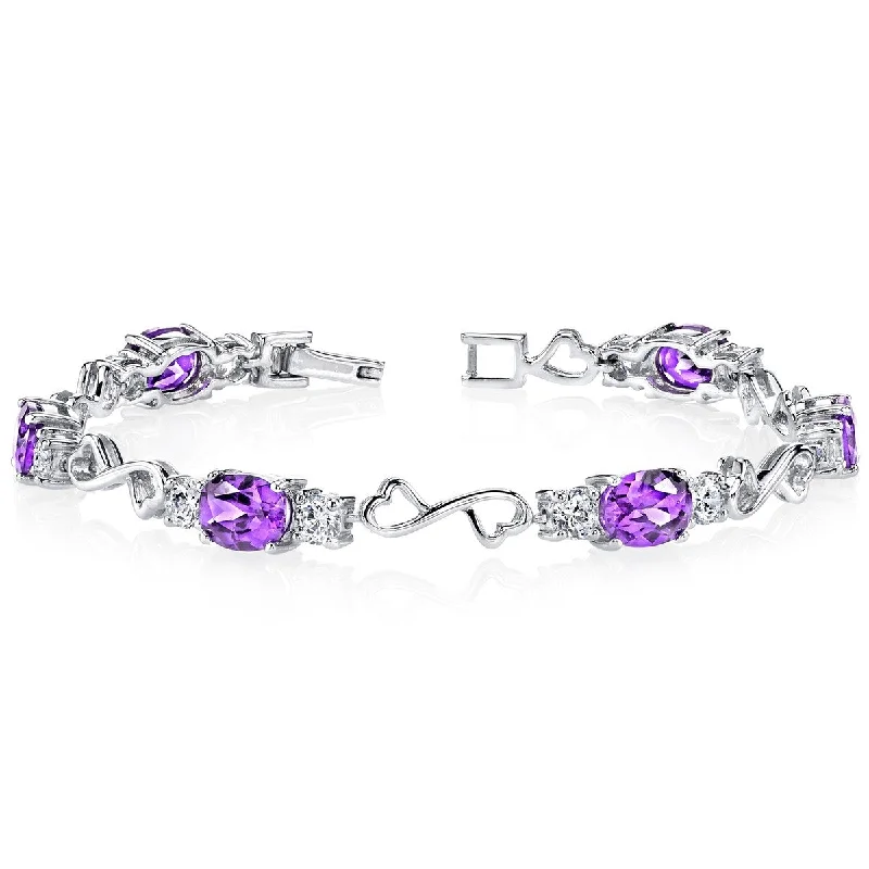 Unique gold bracelets for women-6 ct Amethyst Tennis Bracelet in Sterling Silver