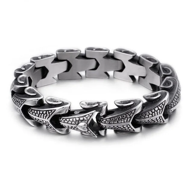 Simple gold bracelets for everyday wear-Black Gunmetal Stainless Steel Dragon Scales Bracelet