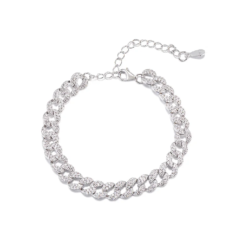 Handmade bracelets for women-Cubic Zirconia Chain Bracelet