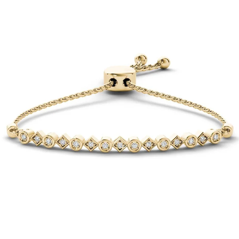 Unique men’s bracelets with charms-De Couer 10k Yellow Gold 1/10ct TDW Diamond Bolo Bracelet