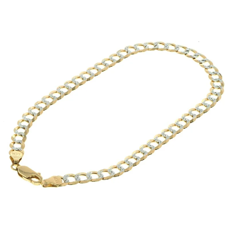 Women’s bangles with engraving-Diamond Cut Curb Anklet Bracelet for Women in 14K Gold