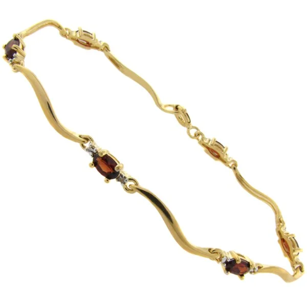 Luxury charm bracelets with diamonds-Dolce Giavonna 18k Gold over Silver Garnet and Diamond Accent Bracelet