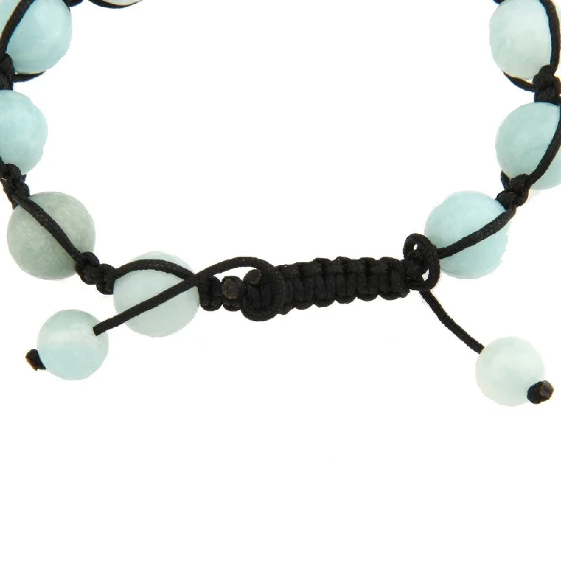 Men’s cuff bracelets with diamonds-Dolce Giavonna Amazonite Bead Black Macrame Bracelet