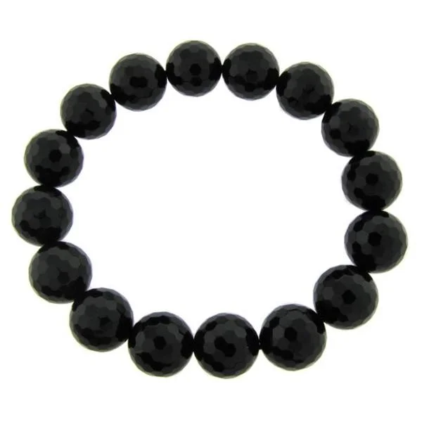 Custom leather bracelets for him-Dolce Giavonna Black Onyx 140ct TGW Stretch Bracelet