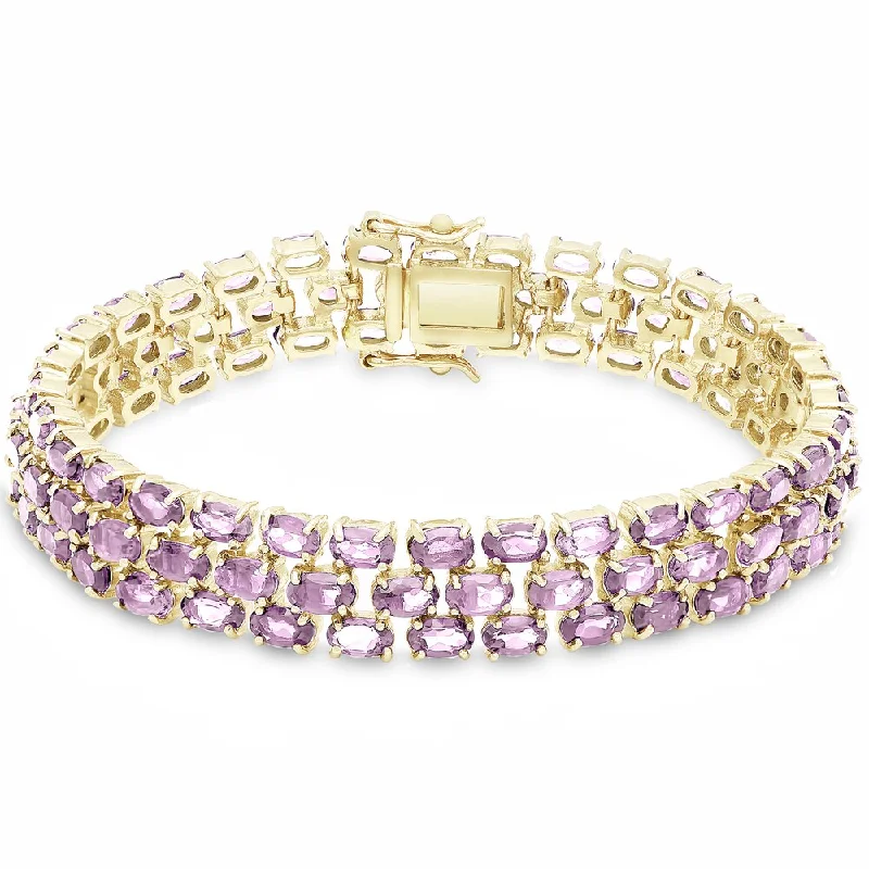 Luxury charm bracelets for women-Dolce Giavonna Gold Over Sterling Silver Gemstone Three Strand Bracelet