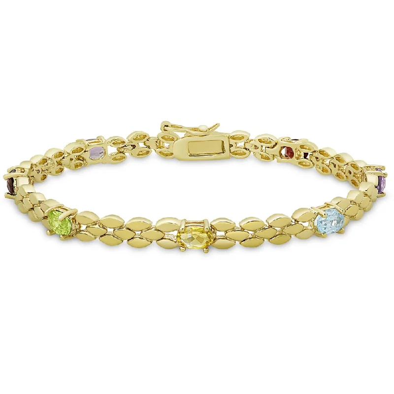 Simple gold bangles for women-Dolce Giavonna Gold Over Sterling Silver Multi Gemstone Bracelet