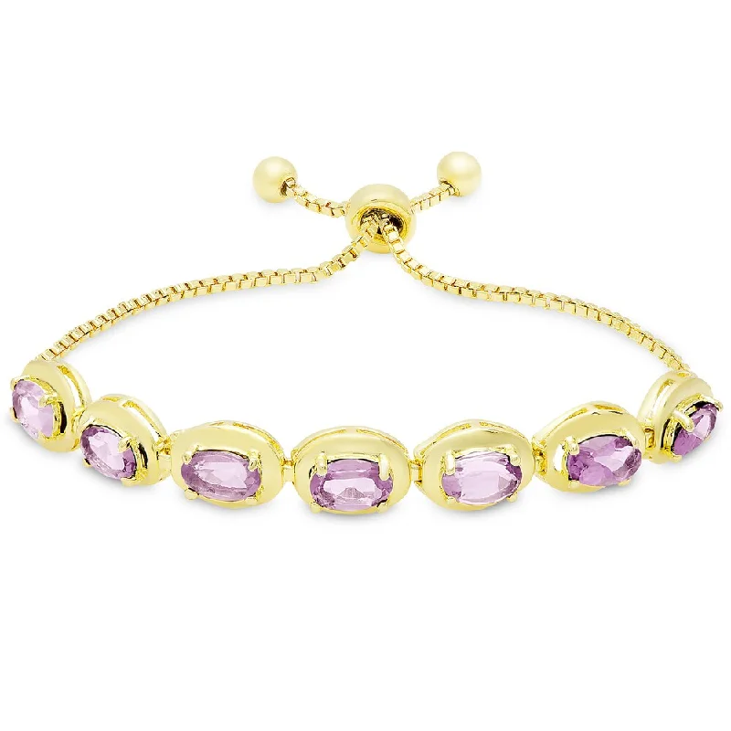 Designer gold bracelets for women-Dolce Giavonna Gold Overlay Gemstone Oval Adjustable Slider Bracelet