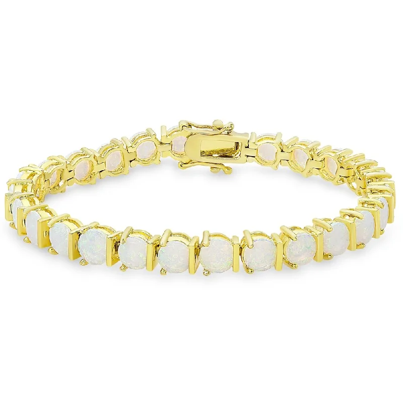 Fashionable stacking bracelets for women-Dolce Giavonna Gold Overlay Opal Bracelet