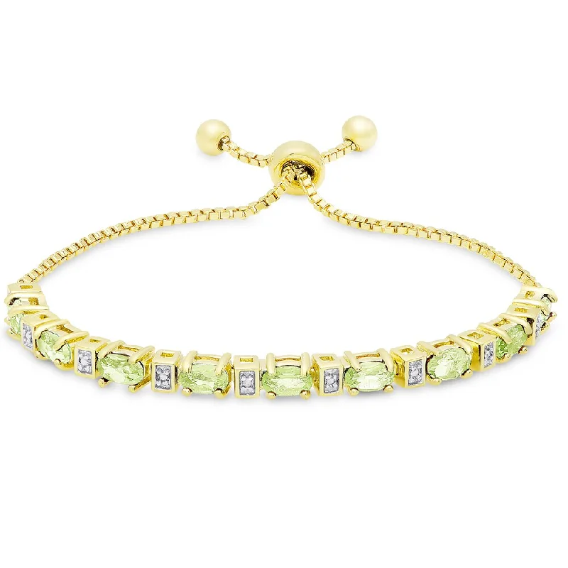 Custom name bracelets for her-Dolce Giavonna Gold Overlay Peridot and Diamond Accent Adjustable Slider Bracelet