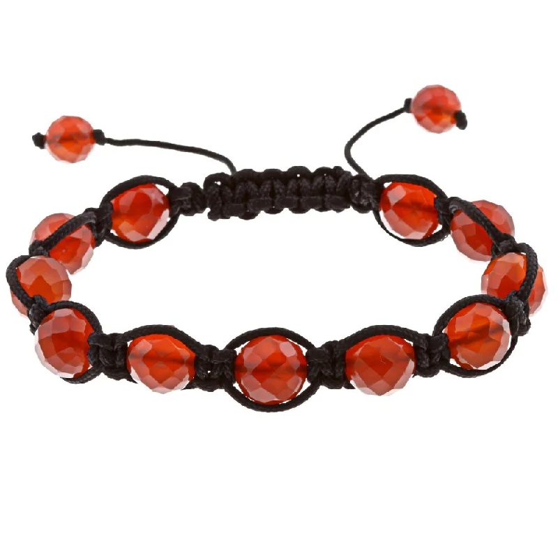 Custom leather bracelets for him-Dolce Giavonna Red Agate Macrame Bead Bracelet