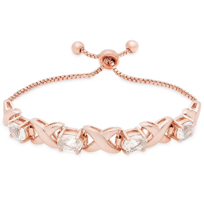 Fashion bracelets for men with leather-Dolce Giavonna Rose Gold Overlay Morganite Adjustable Slider Bracelet