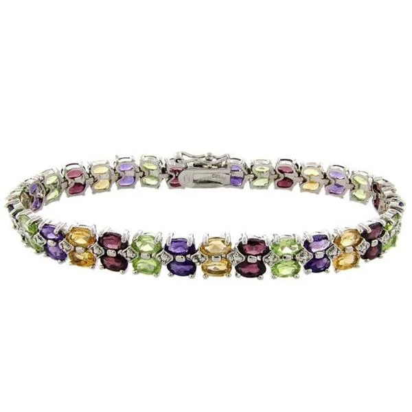 Custom engraved bracelets for gifts-Dolce Giavonna Sterling Silver 15.84ct TGW Multi-gemstone and Diamond Accent Bracelet