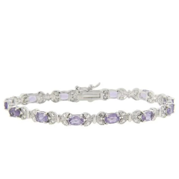 Gold bangles for weddings-Dolce Giavonna Sterling Silver Amethyst and Diamond Accent Bracelet