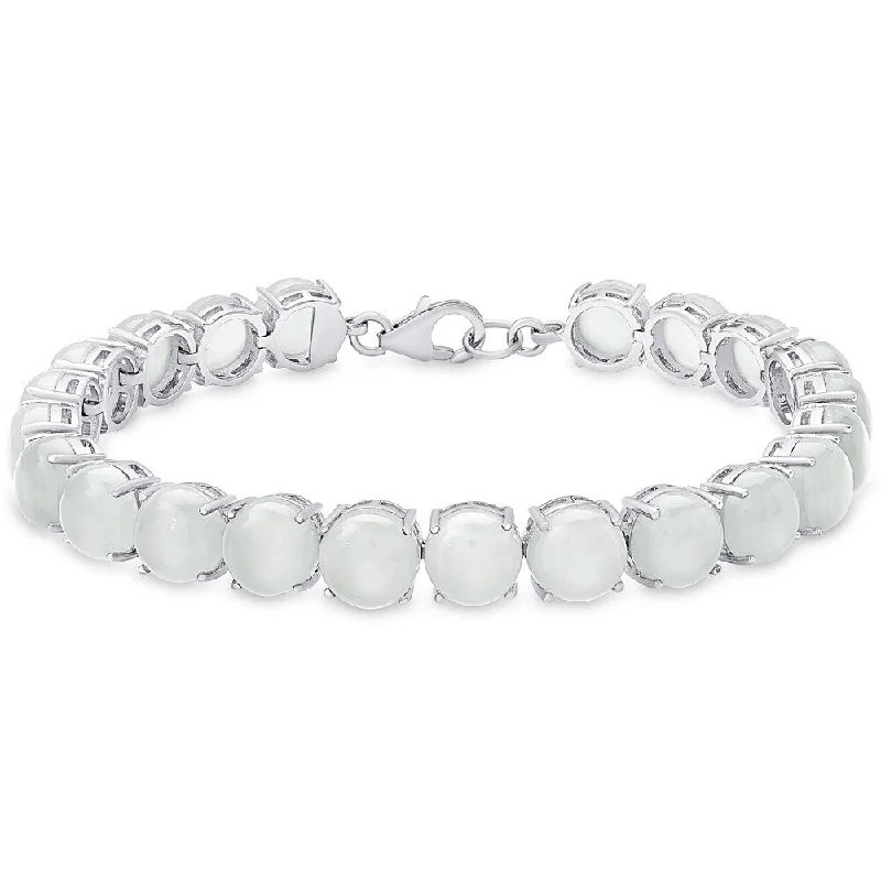 Custom silver bracelets for women-Dolce Giavonna Sterling Silver Chalcedony Tennis Style Bracelet