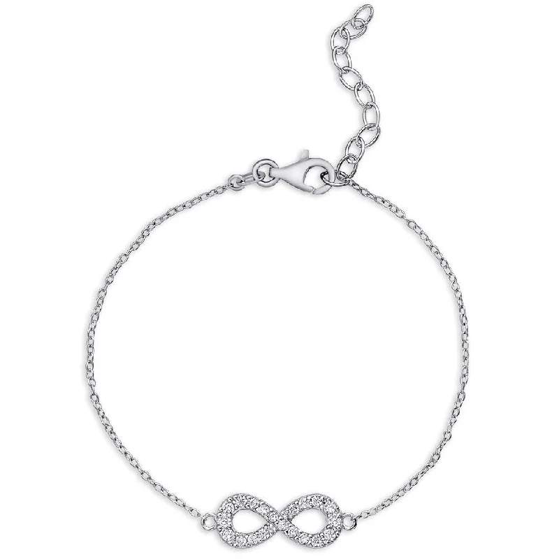 Unique charm bracelets for women-Dolce Giavonna Sterling Silver Cubic Zirconia Infinity Design Bracelet