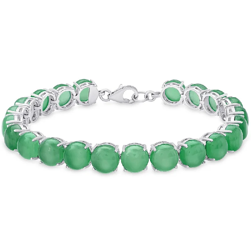 Simple beaded bracelets for women-Dolce Giavonna Sterling Silver Green Chalcedony Bracelet