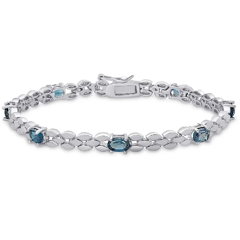 Friendship bangles for couples-Dolce Giavonna Sterling Silver London Blue Topaz Bracelet