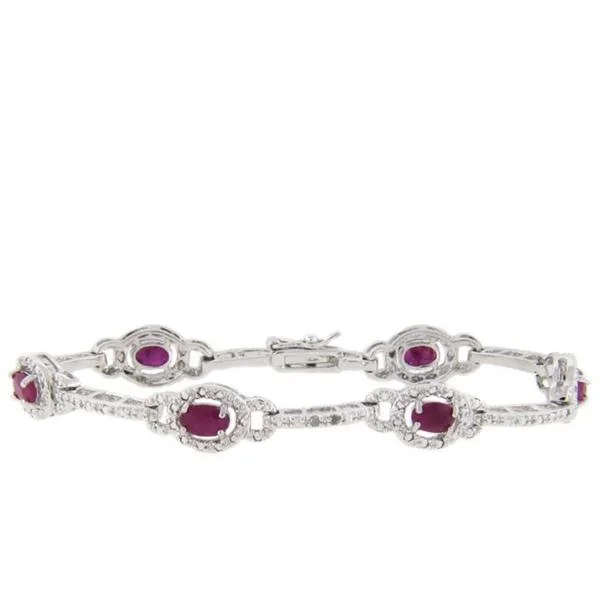 Custom name bracelets for her-Dolce Giavonna Sterling Silver Ruby and Diamond Accent Bracelet