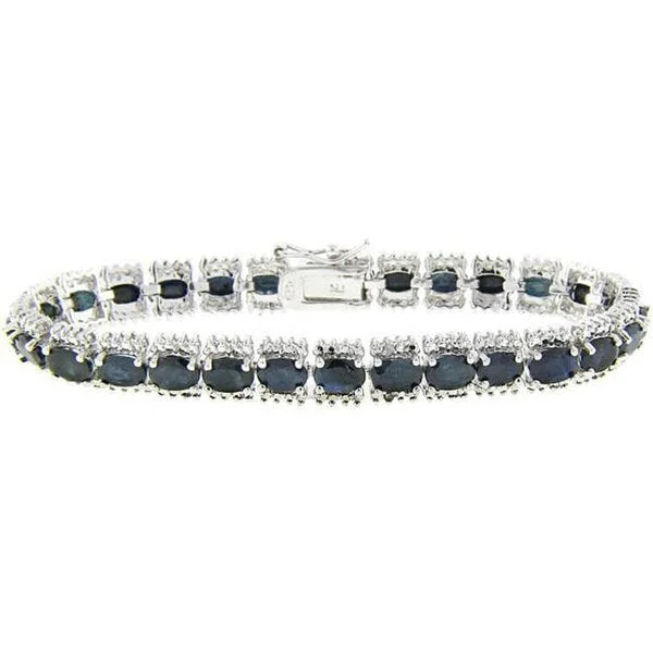 Personalized silver bangles for brides-Dolce Giavonna Sterling Silver Sapphire and Diamond Accent Bracelet