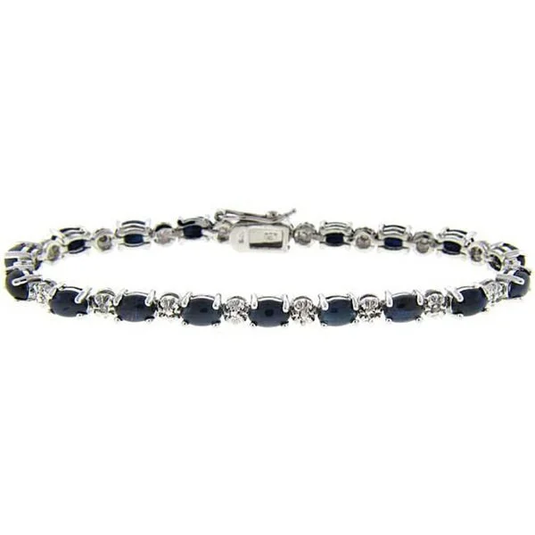 Custom engraved silver bangles for him-Dolce Giavonna Sterling Silver Sapphire and Diamond Accent Bracelet