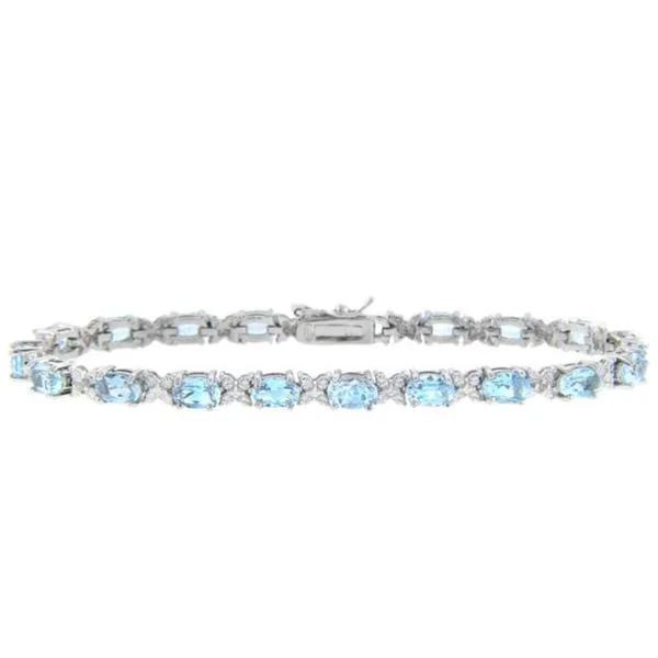 Luxury charm bracelets for women-Dolce Giavonna Sterling Silver Topaz and Diamond Accent Bracelet