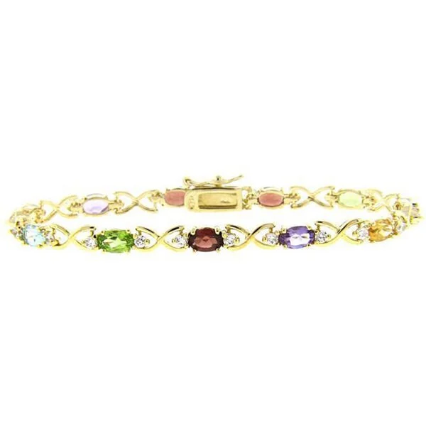 Silver bangles for everyday wear-Dolce Giavonna Vermeil Multi-gemstone X-link Bracelet