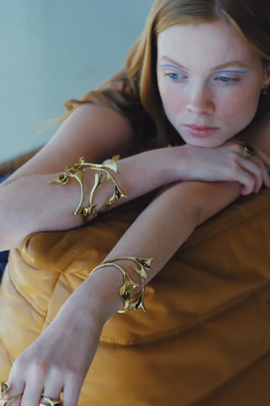 Women’s cuff bracelets with diamonds-Double Blossom Bracelet