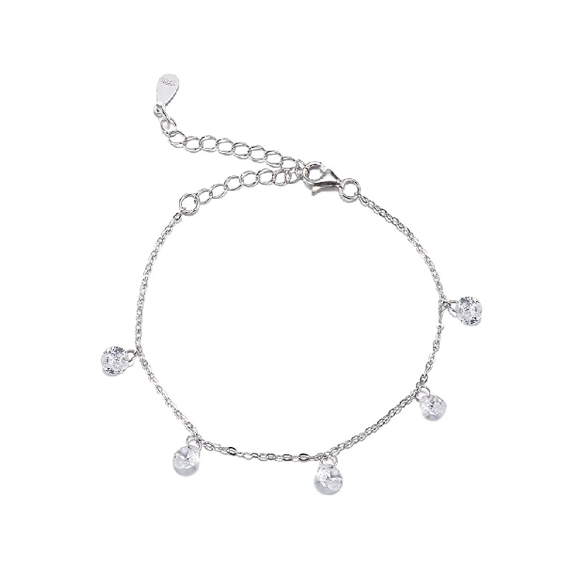 Personalized bracelets with initials-Drop Crystal Chain Bracelet