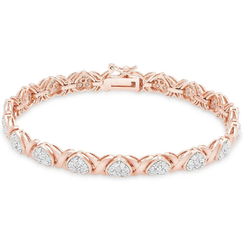 Fashionable stacking bracelets for women-Finesque Gold over Silver or Sterling Silver 2 ct TDW Diamond XO Bracelet