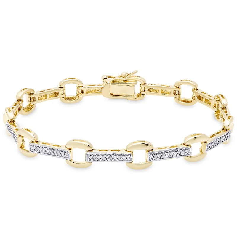 Men’s gold bracelets for special occasions-Finesque Gold Over Sterling Silver Diamond Accent Square Link Bracelet