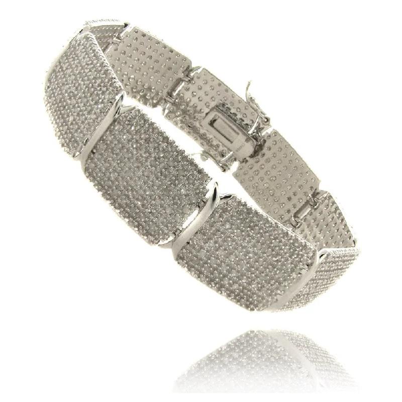 Men’s silver bracelets with engraving-Finesque Silverplated 3ct TDW Diamond 7.25-inch Bracelet - Silver