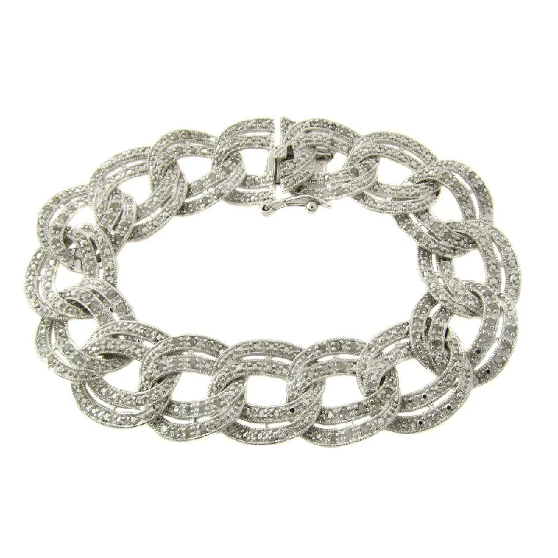 Luxury gold bracelets for women-Finesque Sterling Silver 1ct TDW Diamond Link Bracelet