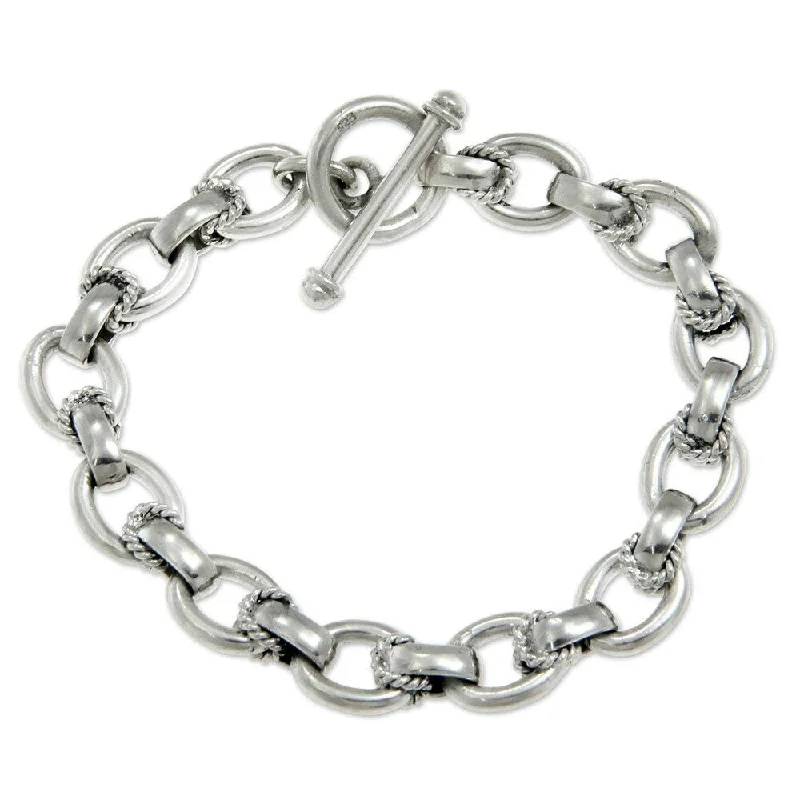 Silver bracelets for girls with charms-Handmade Brave Lady Chain Bracelet (Indonesia)