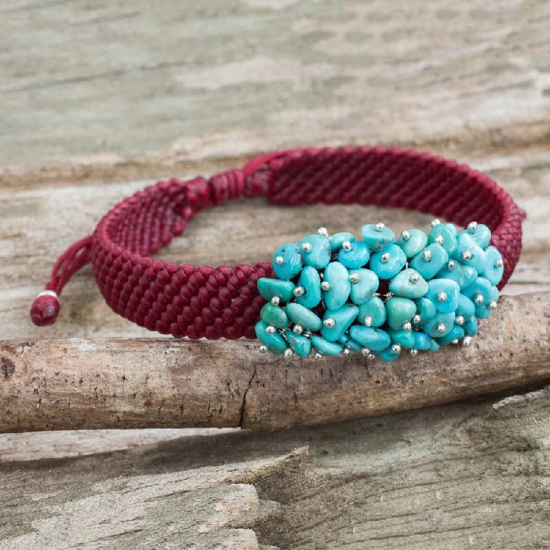 Women’s stacking bangles for gifts-Handmade Sterling Silver 'Cranberry Chic' Reconstituted Turquoise Bracelet (Thailand)