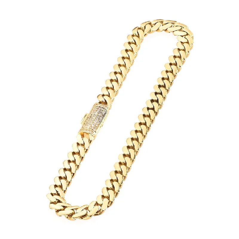 Fashionable stacking bracelets for women-ICED Out Miami Cuban Link Anklet Bracelet in 14K Gold from Fantastic Jewelry NYC