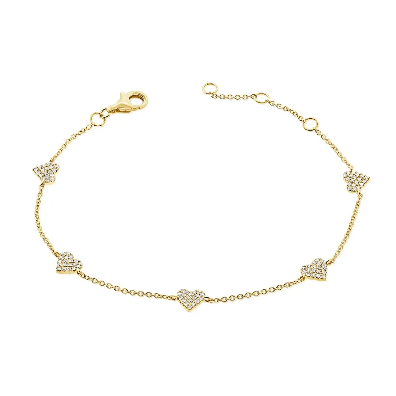 Elegant tennis bracelets for women-Joelle Diamond Heart Station Bracelet 14K Gold 1/3 Cttw. Gift