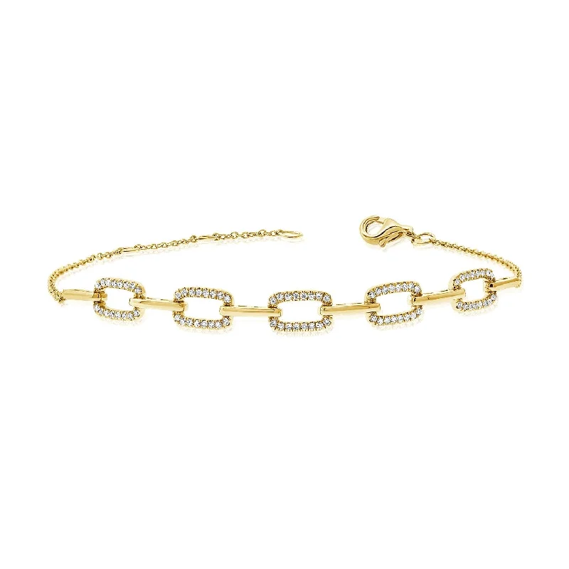 Custom birthstone bangles for mothers-Joelle Diamond Link Bracelet 14K Gold 1/4 ct. t.w.