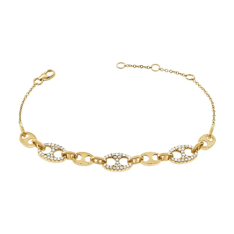 Luxury gold charm bracelets for women-Joelle Diamond Link Bracelet 14K Yellow Gold