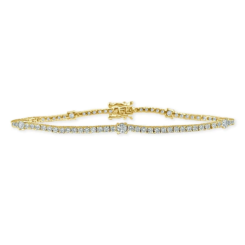 Unique men’s bracelets with charms-Joelle Diamond Station Tennis Line Bracelet 14K Gold 2 Cttw