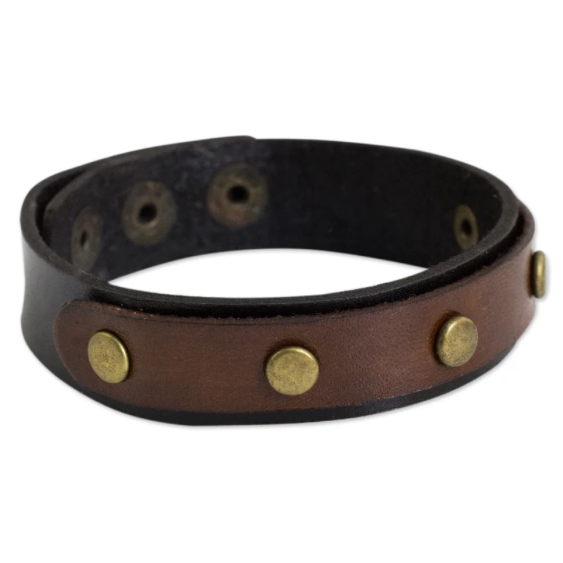 Fashionable leather bracelets for women-Leather 'Rustic Elements' Bracelet