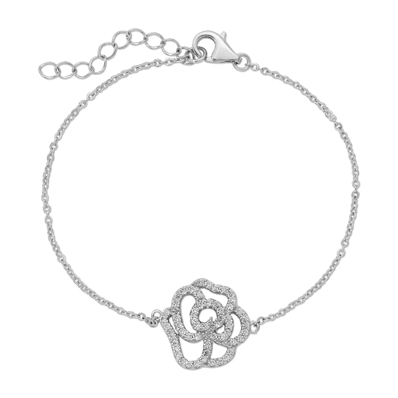 Custom silver bracelets for women-Lotus Silver Bracelet